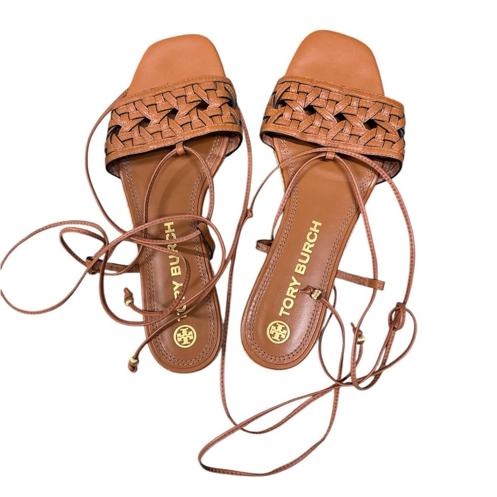 Tory Burch Brown Woven Sandals worn once